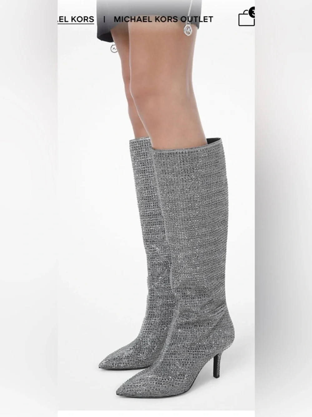 Michael Kors Silver Knee-High Pointed Toe Stiletto Boots